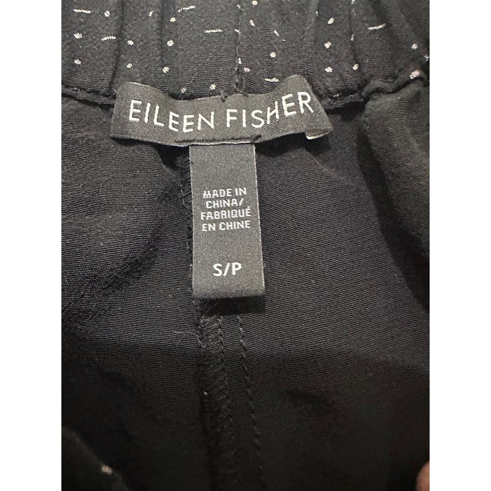 Eileen Fisher Wide Leg Pants With Drawstring & Pockets Black Morse Code Print, S - Picture 3 of 10
